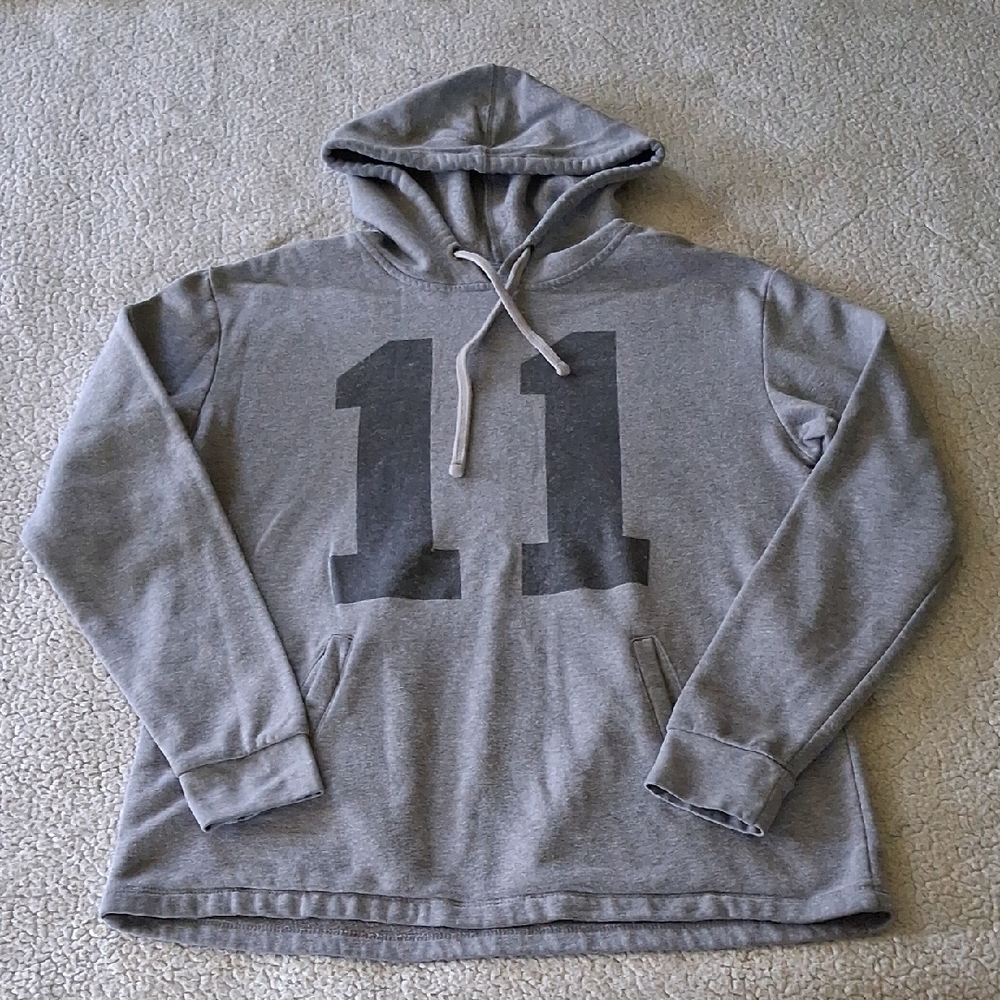 Casual Gray Hoodie with Number Print